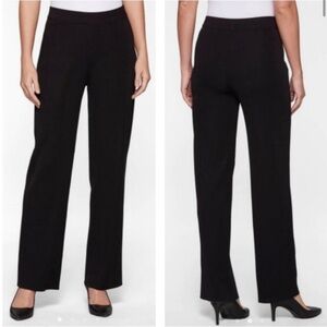 Exclusively Misook Black Pants Size Medium Petite Knit Pull On Wide Leg Office